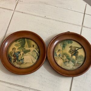 Victorian porcelain Pratt ware pot lids set of two